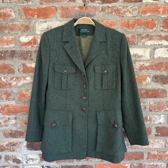 Lauren Ralph Lauren Jackets & Blazers - Lauren Ralph Lauren Vintage Tweed Military Equestrian Blazer Jacket Size 6